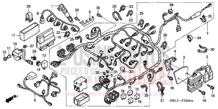 FAISCEAU DES FILS (CBR1000RR4/5) de CBR1000RR "Fireblade" BLACK (NH1E) 2004